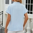 thumbnail image 6 of ameIAEA V Neck Blouses for Women Dressy Casual Work Shirts Roll-up Short Sleeve Business Tops, 6 of 6