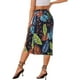 thumbnail image 3 of Faldas hawaianas para mujeres INSPIRE CHIC 2024, falda tropical con fruncido frontal y abertura, verano en la playa, talla XS, azul marino, 3 of 6