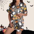 thumbnail image 2 of Halloween Silk Pajamas Women Shorts Suit Casual Set for Everyday Wear with Halloween Print 2 Piece Out Versatile Seasonal Comfort and Easy Matching Black XXL, 2 of 7