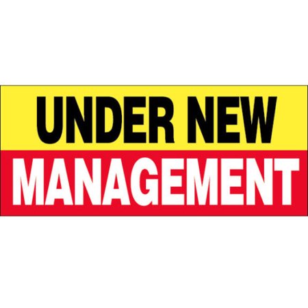 Globe Plaque - GHP 3'x10' Under New Management Hemmed Edges Vinyl Banner Sign with Metal Grommets