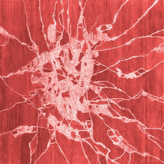 Ahgly Company Indoor Square Abstract Red Contemporary Area Rugs, 5' Square