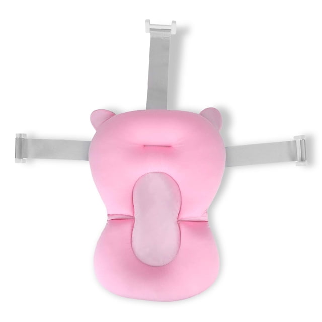 Asiento de baño para bebé, alfombrilla de soporte de seguridad, malla de malla, lavable, transpirable, suave, ducha para niños pequeños, cojín para el cuerpo con correas, rosa Scienceny BA000371-01