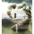 thumbnail image 3 of Ambesonne Fantasy Duvet Cover Sets, Dreamland Stone Bridge, 2-King, Beige Green White, 3 of 7