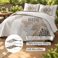 Brown Boho Quilt Set Queen Aztec Texture Reversible Bedspread - Walmart.com