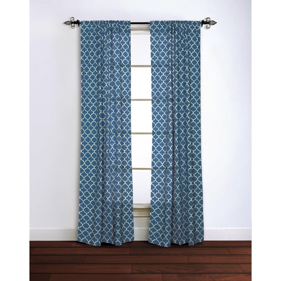 Rizzy Home Moroccan Window Panel, 42 by 84-Inch, Navy/White