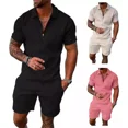 thumbnail image 1 of Conjuntos Short Solapa Hombre,polo Estampado Traje,2piezas, 1 of 8