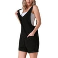 thumbnail image 4 of INSPIRE CHIC Women's Denim Romper Sleeveless Casual Loose Jean Overall Shorts with Pockets S Black, 4 of 5