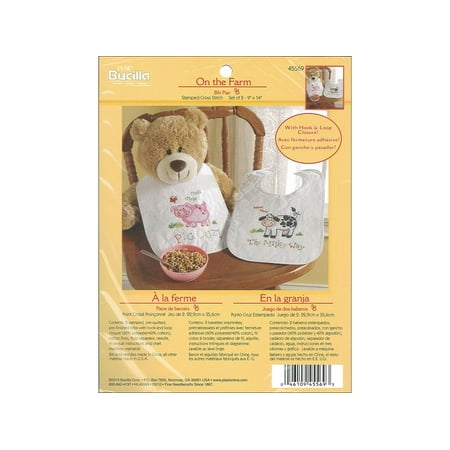 Bucilla Xstitch Stamped Quilted Bibs On The Farm