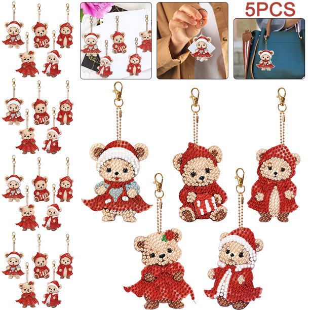 Llavero Con Forma Especial Doble Cara 25 Uds. Cgtredaw Oso Pequeño Rojo