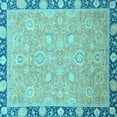 thumbnail image 1 of Ahgly Company Indoor Square Oriental Light Blue Traditional Area Rugs, 7' Square, 1 of 4