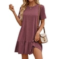 thumbnail image 2 of MOSHU Crew Neck Dresses for Women Short Sleeve Women Dresses Casual Swing Babydoll Midi Dress with Pockets, 2 of 12