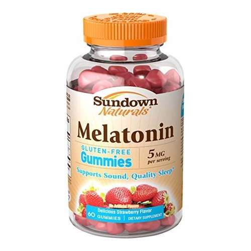 Sundown Naturals Melatonin Gummies 5Mg Sleep Aid, Strawberry Flavor, 60Ct