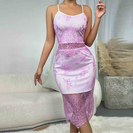 XWSHYW Sexy Pajama Set for Women Fashion Solid Color Lace Bra and Panty Sets Sexy Crew Neck Sleeveless Underwear Flash Sales for Today