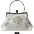 thumbnail image 3 of Womens Vintage Floral Beaded Rhinestone Embroidery Clutch Sequin Crossbody Bag Evening Handbag for Bridal Wedding Party Prom, 3 of 9