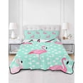 thumbnail image 3 of Green Flamingo Full Size Down Alternative Comforter, Lightweight Comforter Quilt Bedding Set with Pillow Shams Polka Dot Modern Art All Seasons Bed Comforter Duvet Insert 78"x90", 3 of 7