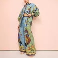 thumbnail image 3 of AURA Women 2 Piece Printed Outfit Puff Sleeve Top and Pants Set, Animal Print Fall Fashion S-XXXL, 3 of 8