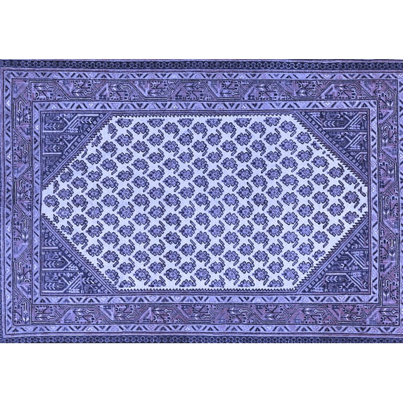 Ahgly Company Machine Washable Indoor Rectangle Persian Blue Traditional Area Rugs, 2' x 4'