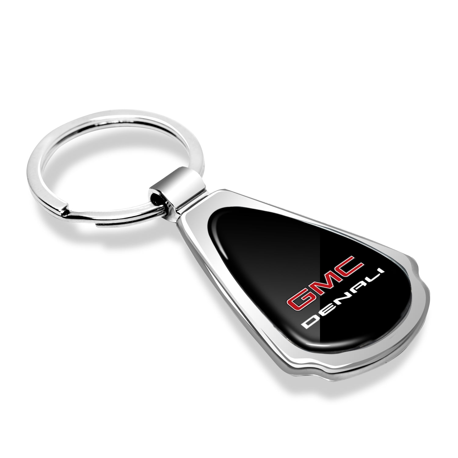 iPick Image for GMC Denali Black Dome Chrome Metal Teardrop Key Chain, Official Licensed