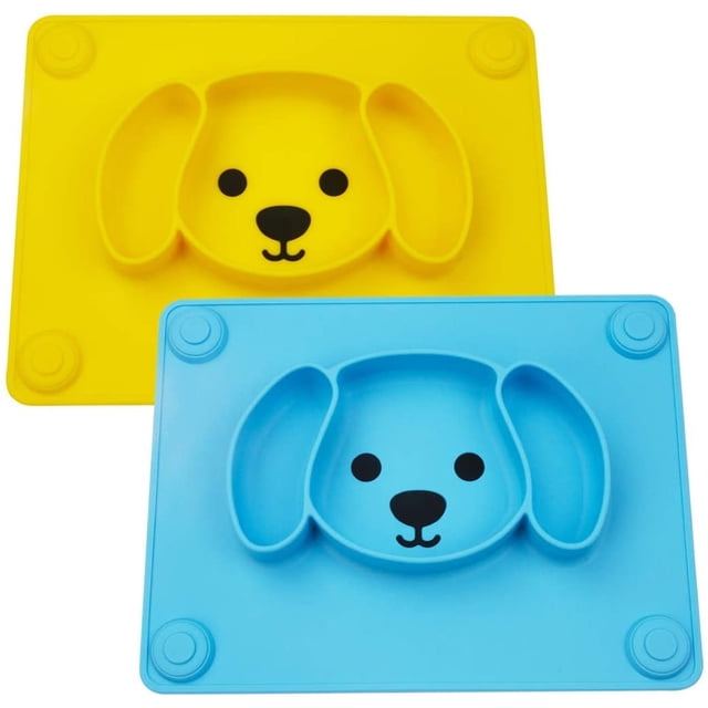Silicone Baby Placemat, Toddler Non-Slip Feeding Plate Kids With Strong Suction Fits Most High Chair Trays
