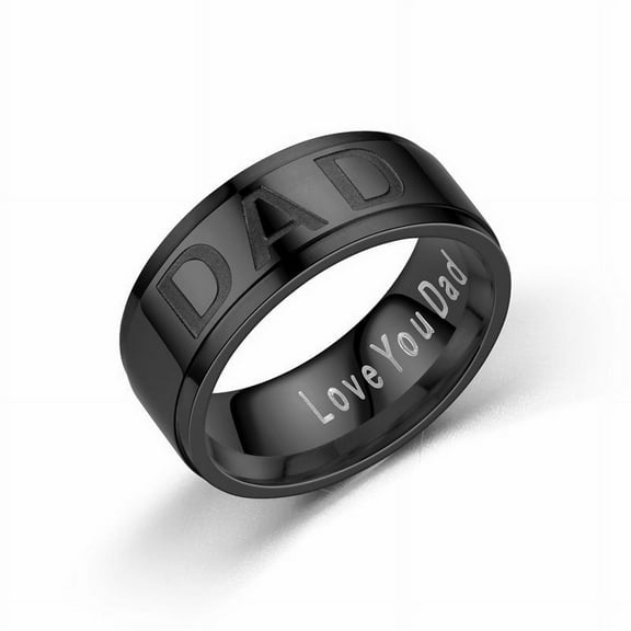 Dad Ring Stainless Steel Frosted Band 8MM Width 2MM Wall Thickness and Perfect Gift for Father's Day or Birthday