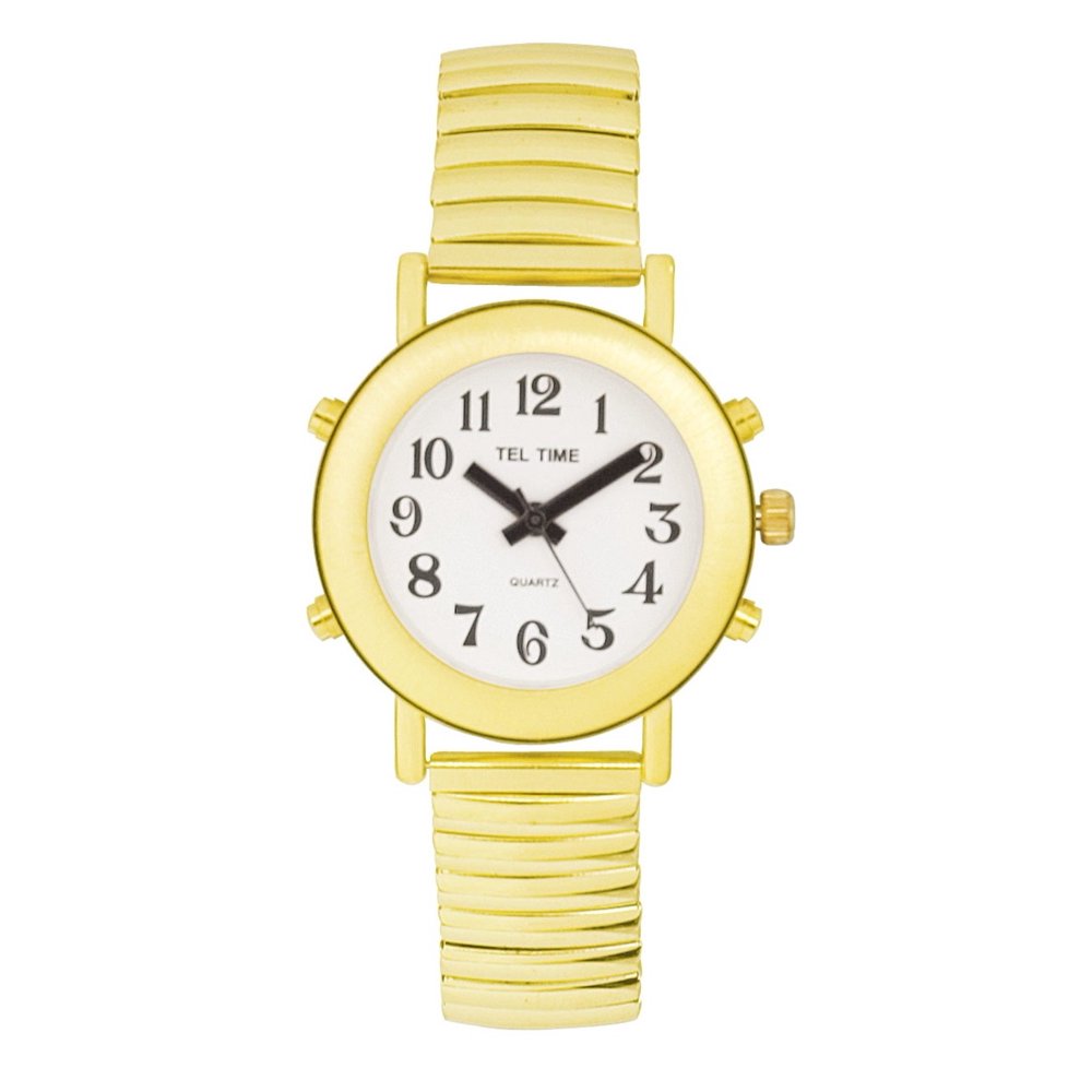 MaxiAids Ladies TelTime Talking WatchGoldenWhite DialEx Walmart