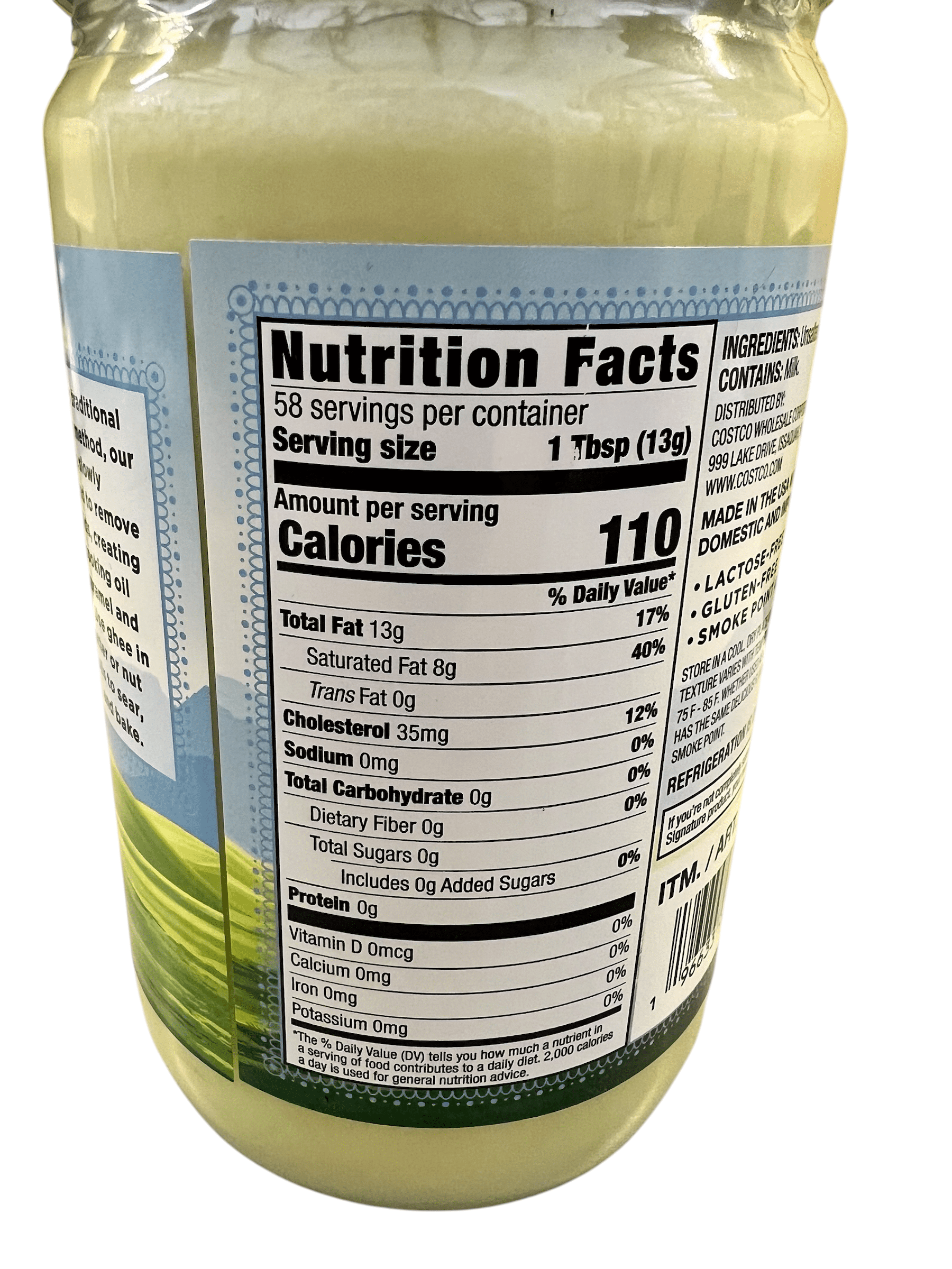Kirkland Signature Ghee – Clarified Butter, Lactose-Free, Gluten-Free, High Smoke Point (27 oz / 765 g)