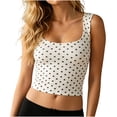 thumbnail image 2 of Tank for Women Sleeveless Round Neck Summer Polka Dot Camisole Casual Tank White M, 2 of 5