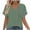 #095-Army Green, variant on Craaazy Women's Casual Prints Loose Breathable V Neck Short Sleeve Cozy Tops Gifts
