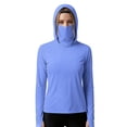 thumbnail image 4 of HappyYEE Women’s Upf 5+ Sun Shirts with Hooded Long Sleeve Thumb Sleeve Rash Guard Summer Outdoor Sun Protection Top with Face Mask Blue XL, 4 of 6