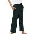 thumbnail image 6 of High Waisted Linen Pants Women Elastic Waist Ankle Length Wide Leg Maternity Crop Pants Drawstring Pull on Lightweight Gauze Pants with Pockets Light Black XXL, 6 of 7
