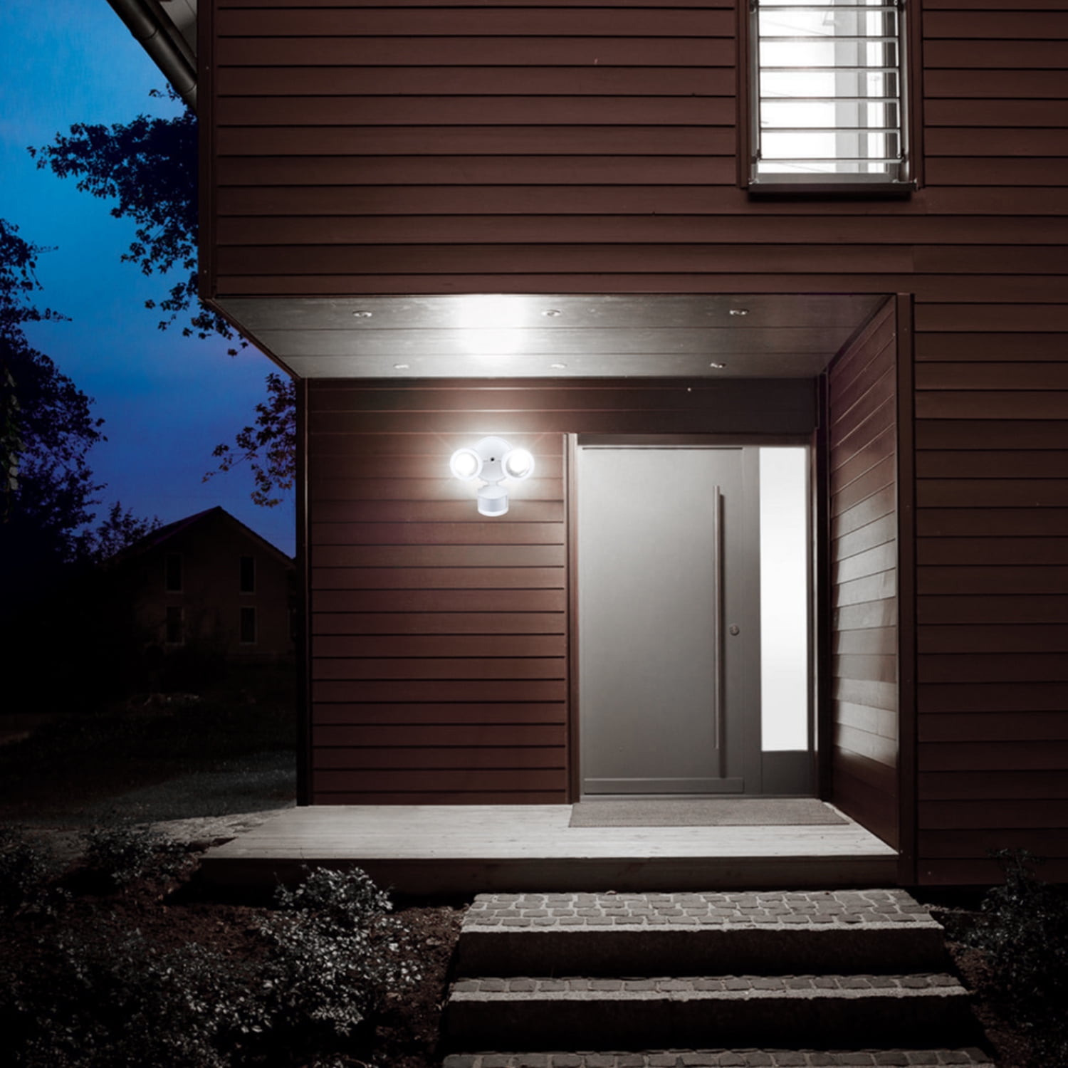 25W LED Flood Security Light with Motion Sensor, Dusk to Dawn, 30°-80° Beam Angle Adjustable, 5000K Daylight, ETL Listed, White