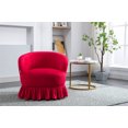 thumbnail image 2 of Swivel Barrel Accent Chair, Velvet Upholstered Single Sofa Chair with Metal Base, Modern Comfy Living Room Chairs with Curved Armrest for Living Room, Bedroom, Lounge, Red, 2 of 7
