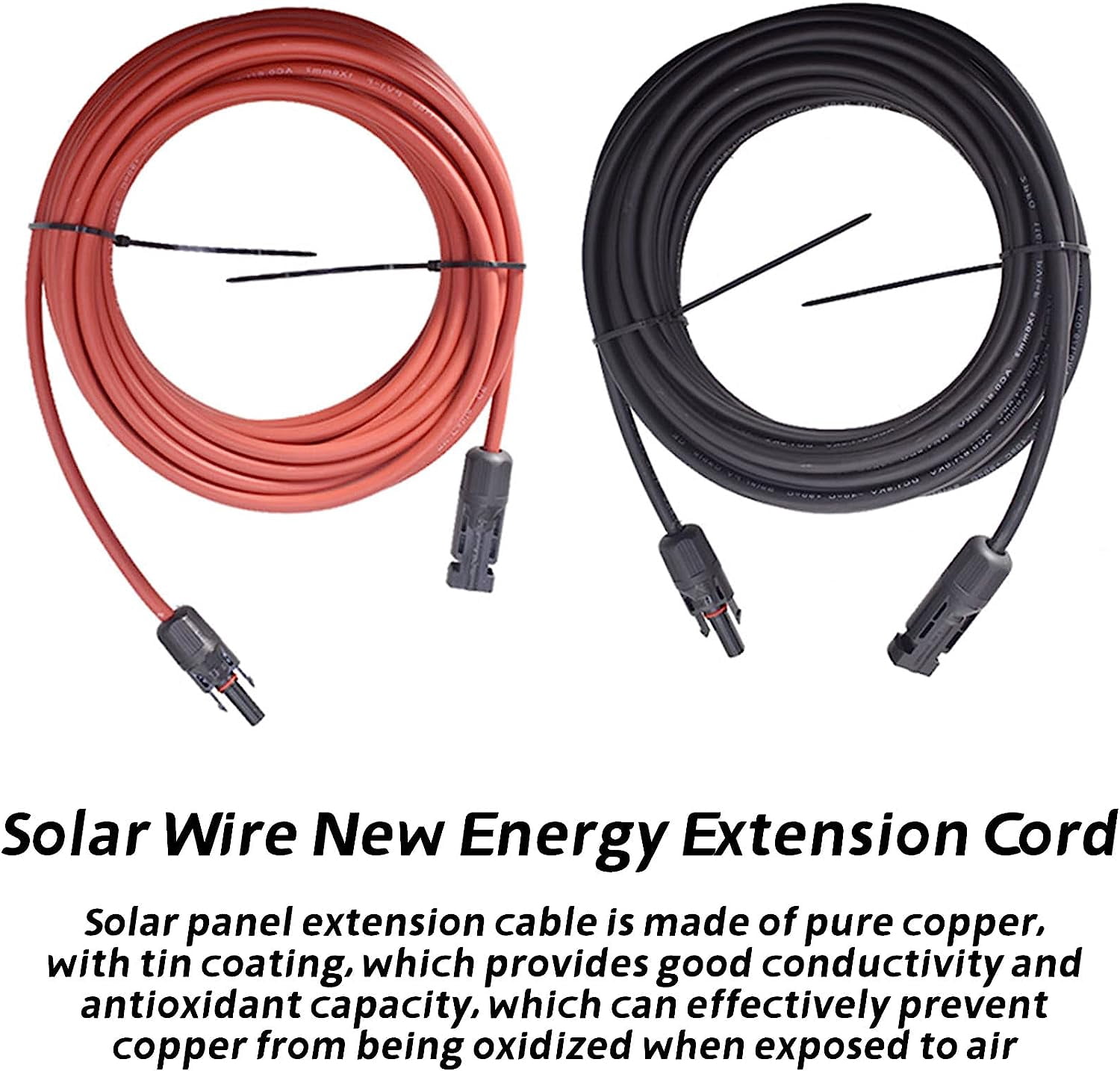 PET-U Solar Wire New Energy Extension Cord, 30FT 12AWG Solar Extension Cable Wire Solar Panel Extension Cable Wire with Male and Female Connector