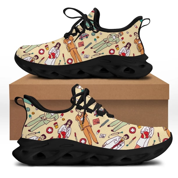 Zapatos vulcanizados con estampado médico clásico, zapatos planos de moda con diseño de médico de hospital para mujer, zapatillas cómodas y transpirables