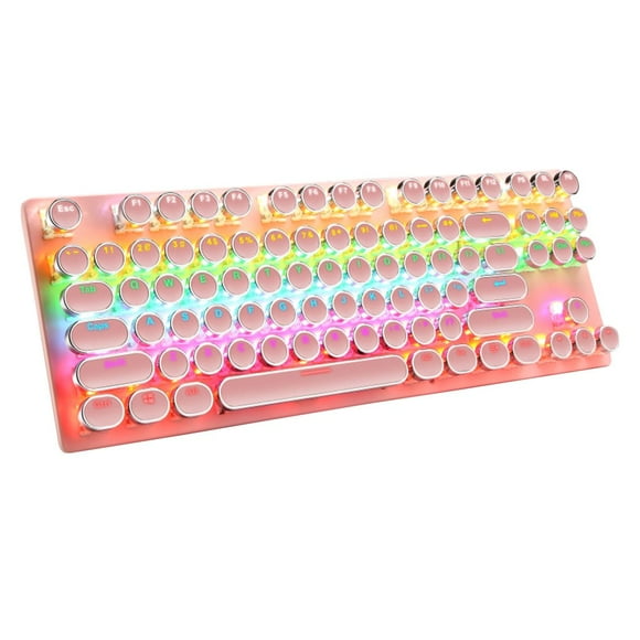 EIMELI Punk Keyboard 87 Keys Magnetic Ring Usb Cable Keyboard With Colorful Backlight And Crack Pattern