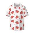 thumbnail image 2 of Lsque Hand Drawn Strawberry print Men's Cuban Collar Short Sleeve Shirt Summer Beachwear Casual Button Down Fashionable Vacation Leisure Shirt-X-Large, 2 of 7