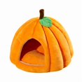 thumbnail image 1 of LOVEVER Lit pour Chat Citrouille pour Chats d'Intérieur Forme de Grotte Lit Tente pour Chat avec Coussin Amovible Orange Rouge P, 1 of 7