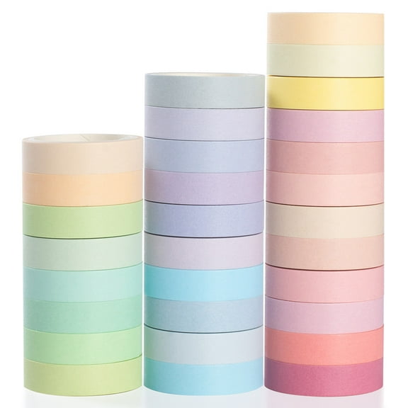 YUBX Natural Colors Washi Tape Set 30 Rolls Macaron Masking Decorative Tapes