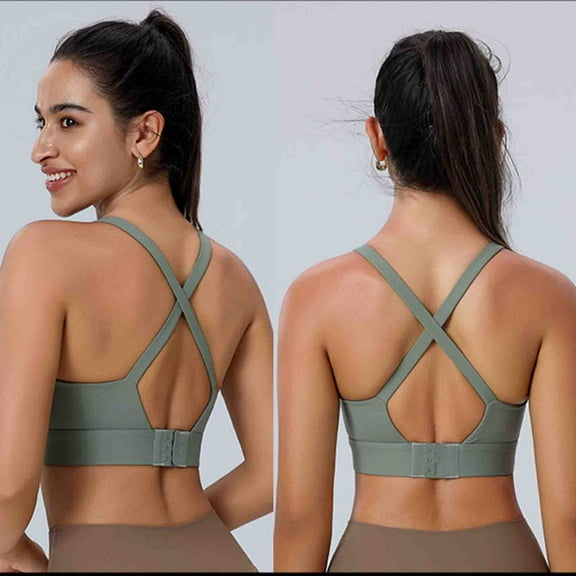 Xucatan Sports Bra for Women Seamless Medium Support Criss Cross Strappy Bras Padded High Impact Yoga Workout Crop Tops Gift