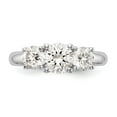 thumbnail image 4 of Solid 14K White Gold Three Stone Engagement Ring Comfort-Fit with CZ Cubic Zirconia Size 8, 4 of 8