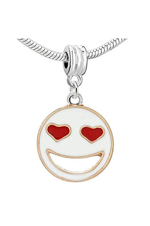 Enamel White/Red Smilling Face Charm Pendant