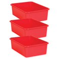 thumbnail image 1 of Bac de Rangement en Plastique, Rouge - Grand - Lot de 3, 1 of 1