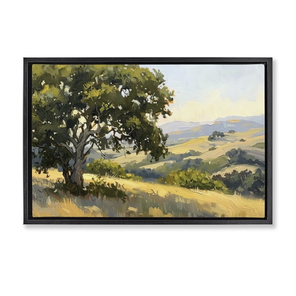 Stupell Industries On The Hilltop Scenery Landscape & Nature Painting Black Floater Framed Canvas Art Print Wall Art, 25 x 17