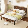 thumbnail image 6 of Costway Queen Size Bed Frame with Wooden Headboard Under-Bed Storage No Box Spring Needed, 6 of 11