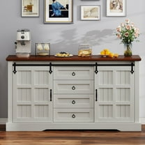 Dextrus 59" Sideboard Buffet Cabinet with Doors & Drawers, Farmhouse Kitchen Storage Cabinet with Adjustable Shelves, White