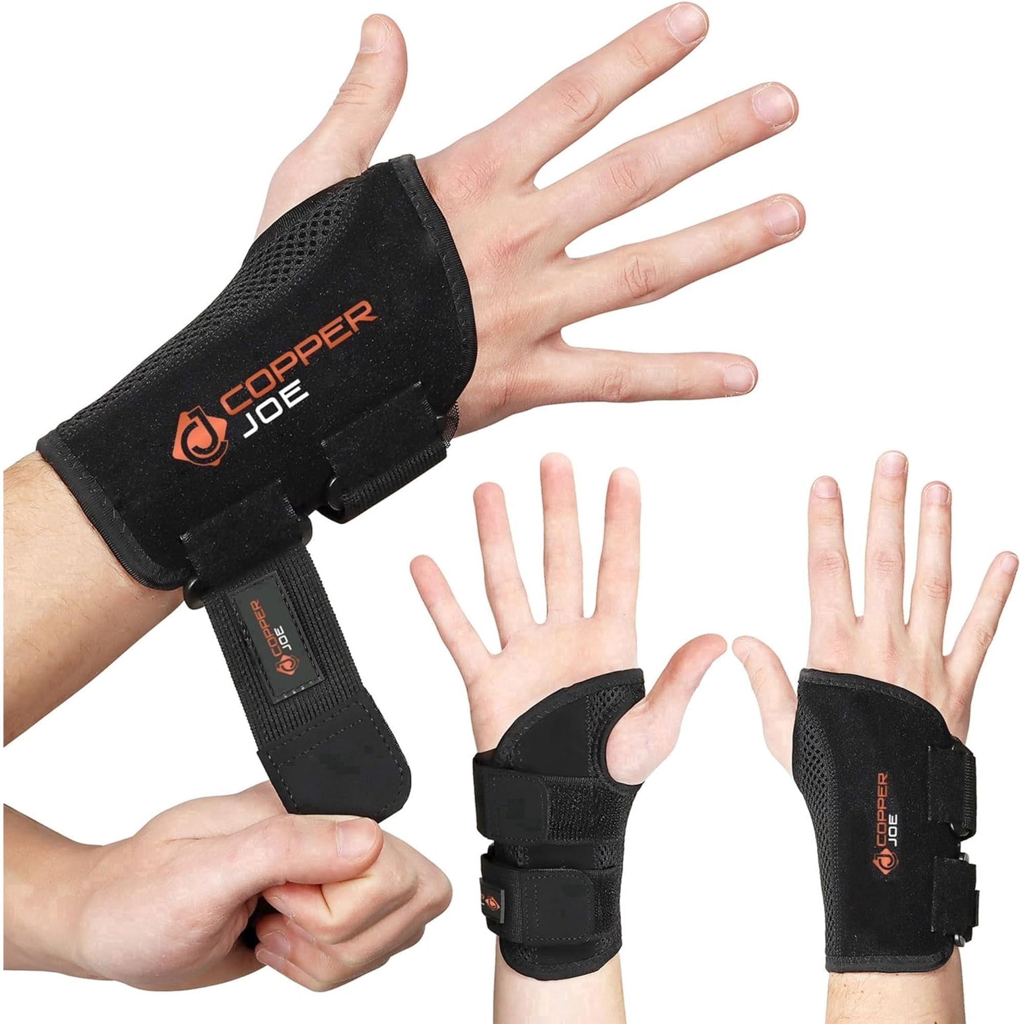 Copper Joe Wrist Brace for Carpal Tunnel Relief – Copper Infused Wrist Splint & Hand Brace for Tendonitis, Arthritis, Day & Night Support, Men & Women