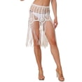 thumbnail image 1 of Bañador sexy de verano de ganchillo para mujer INSPIRE CHIC con falda de cobertura con flecos XS Blanca, 1 of 5