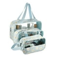 thumbnail image 4 of 3 Piezas de Bolsa de Maquillaje Duradera para Mujeres para Vacaciones, Camping y Actividades al Aire Libre, Cuero PU Azul PVC, 4 of 4