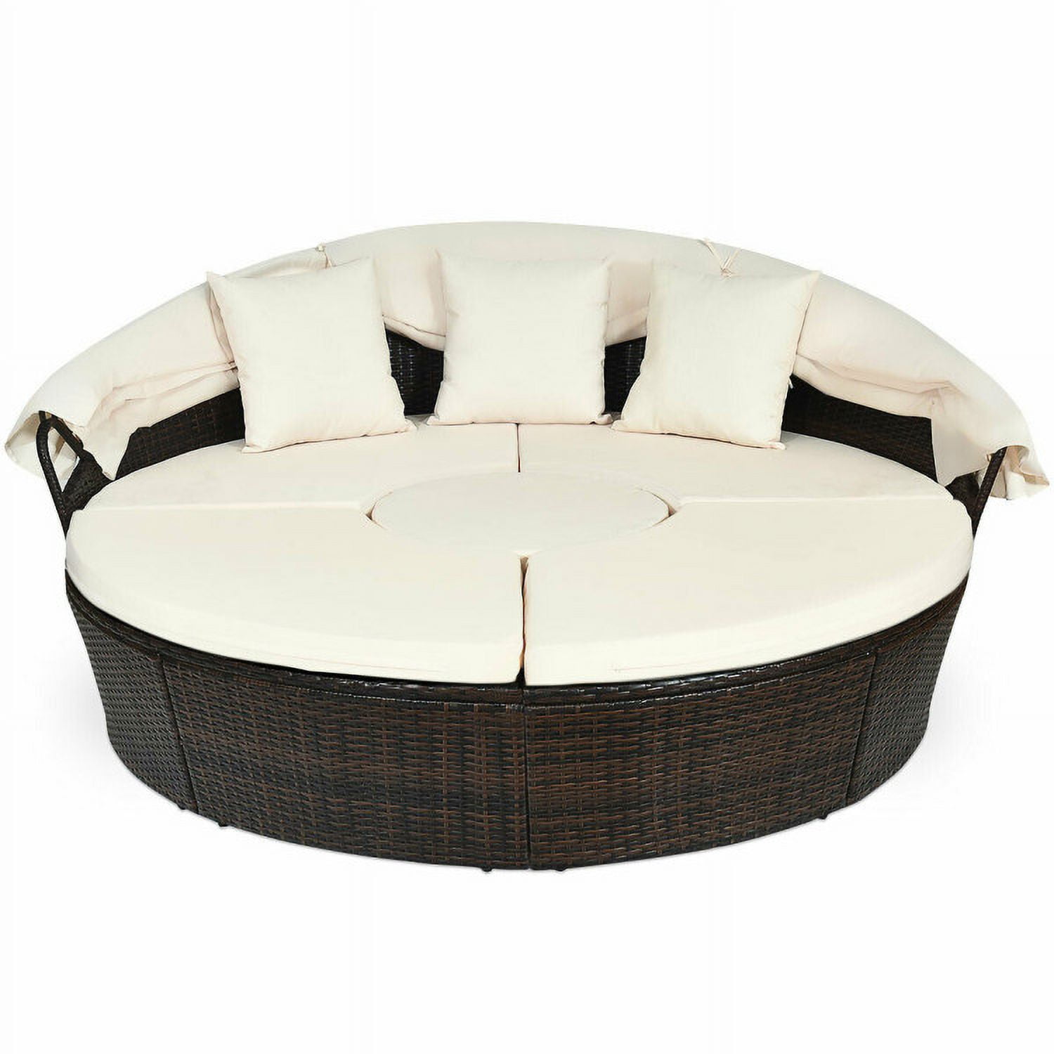 Aimee Lii Patio Round Daybed Rattan Furniture Sets with Canopy, Outdoor Patio Set Aimee Lii Patio Round Daybed Rattan Furniture Sets with Canopy, Outdoor Patio Set