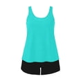 thumbnail image 3 of Busydd Womens Tankini 3 Piece Solid Color Round Neck Tanks Bras and Boyshorts Beachwear Comfy Summer Bathing Suits XL, 3 of 5